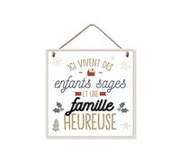 Plaque à suspendre Noël famille heureuse