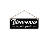 Retrò Plaque à suspendre relief « Bienvenue dans notre famille » 40 cm