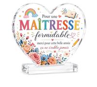 Plaque Acrylique Cadeau Maîtresse d'École, Idée Cadeau Original Utile, Merci Maîtresse Fin d'Année Noël Retraite, pour Professeur