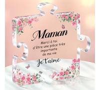 Plaque Acrylique Gravée Cadeau Maman, Idée Cadeau Fête des Mères Original Personnalisé pour Mamie Grand-mère, Anniversaire Noël Décoration Bureau