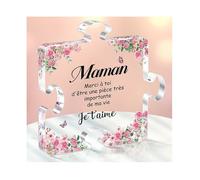 Plaque Acrylique Gravée Cadeau Maman Idée Cadeau Fête des Mères Original pour Mamie Grand-mère Anniversaire Noël FLEUR STABILISEE