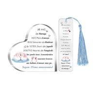 Plaque Acrylique Marque-page 2 Pièces Ensemble Couples Mariage Anniversaire Femme Mari Amour Femmes Hommes Cadeaux Saint Valentin Célébration Personnalisée de l’amour Âme Sœur Souvenirs (35 ans)