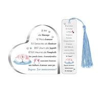 Plaque Acrylique Marque-page 2 Pièces Ensemble Couples Mariage Anniversaire Femme Mari Amour Femmes Hommes Cadeaux Saint Valentin Célébration Personnalisée de l’amour Âme Sœur Souvenirs (1 an)