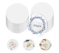 Plaque Acrylique Ronde, 20 Pièces Feuilles Acryliques Transparentes, Plaque Acrylique Transparente, Plaques Acryliques Ronde de 10cm, pour Peinture, Encadrement, Impression, DIY Porte-clés Bricolage
