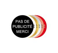 Plaque Adhésive Pas de Publicité - Plaque Boite Aux Lettres - Diamètre 6 Cm - Coloris Noir avec Écriture Helvetica Blanche