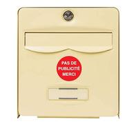 Plaque Adhésive Pas de Publicité - Plaque Boite Aux Lettres - Diamètre 6 Cm - Coloris Rouge avec Écriture Helvetica Blanche