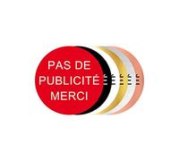 Plaque Adhésive Pas de Publicité - Plaque Boite Aux Lettres - Diamètre 6 cm - Coloris Rouge avec Écriture Arial Blanche