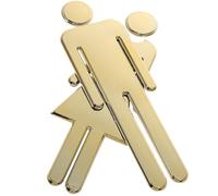 Plaque Adhésive Toilettes Hommes Femmes ABS Effet Inox pour Porte | Fixation sans Dommage sur Murs ou Panneaux Vitrés, Surface Satinée, Repérage Clair dans Salle D’eau