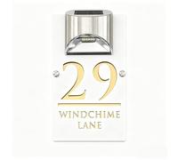 Plaque adresse solaire personnalisée, Numéro maison LED extérieur étanche en acrylique, Panneau adresse nom de rue pour boîte aux lettres jardin maison, Idée cadeau emménagement(White-Gold)