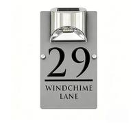 Plaque adresse solaire personnalisée, Numéro maison LED extérieur étanche en acrylique, Panneau adresse nom de rue pour boîte aux lettres jardin maison, Idée cadeau emménagement(Gray-Black)