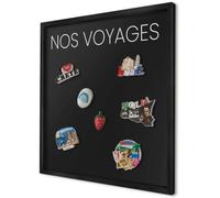 Plaque Aimantée pour Magnets 50x50 cm | Cadre Noir | Nos Voyages