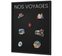 Plaque Aimantée pour Magnets 60x80 cm | Cadre Noir | Nos Voyages