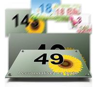 Plaque aluminium/polyethylene numéro rue décorative - pour maison, garage, porte, et boite aux lettres - collection fleur : 2 lignes personnalisables