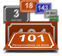 Plaque aluminium/polyethylene numéro rue décorative - pour maison, garage, porte, et boite aux lettres - collection classique : 2 lignes personnalisables