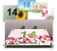 Plaque aluminium/polyethylene numéro rue décorative - pour maison, garage, porte, et boite aux lettres - collection fleur : 2 lignes personnalisables