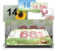 Plaque aluminium/polyethylene numéro rue décorative - pour maison, garage, porte, et boite aux lettres - collection fleur : 2 lignes personnalisables