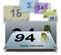 Plaque aluminium/polyethylene numéro rue décorative - pour maison, porte, et boite aux lettres - 2 lignes personnalisables