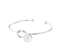 Plaqué amour noeud initial disque bracelet les 26 lettres alphabet manchette bracelet bracelet bracelets en argent pour femmes filles Jonc Bracelet Anneaux (SL11, One Size)