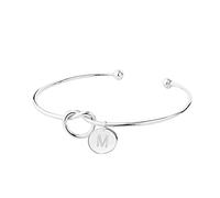 Plaqué amour noeud initial disque bracelet les 26 lettres alphabet manchette bracelet bracelet bracelets en argent pour femmes filles Jonc Bracelet Anneaux (SL13, One Size)