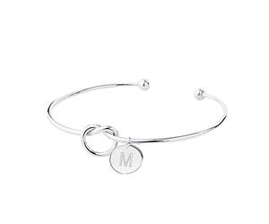 Plaqué amour noeud initial disque bracelet les 26 lettres alphabet manchette bracelet bracelet bracelets en argent pour femmes filles Jonc Bracelet Anneaux