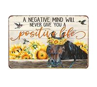 Plaque amusante en métal pour chambre à coucher - « A Negative Life Will Never Give You A Positive Life » - Décoration d'intérieur vintage - Décoration murale en métal pour garage et bar - 20,3 x 30,5