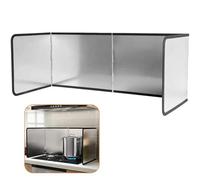 Plaque Anti Projection Cuisine Pliable, 76x29x30cm D'écran Protection Cuisinière 4 Côtés, Plaque Anti Projection Facile Nettoyer pour Carter Huile, Poêle à Frire, Évier, Cuisson et Rôtir (Argent)