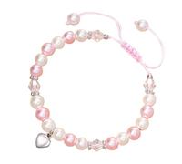 Plaqué Argenté Perle Bleu Quartz Classique Bracelet la main Bracelets de coeur de perles Bracelets retour à l'école cadeaux de noël d'anniversaire Avec Phrases Bracelet Anneaux (B, One Size)