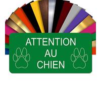 Plaque Attention Au Chien Autocollante - Plaque De Maison PVC Adhésive 10 x 5 cm - 21 Couleurs Disponibles (Vert)