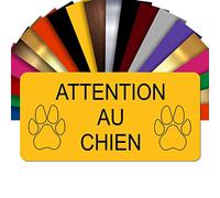 Plaque Attention Au Chien Autocollante - Plaque De Maison PVC Adhésive 10 x 5 cm - 21 Couleurs Disponibles (Jaune)