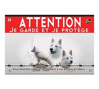Plaque Attention au Chien Berger Blanc Suisse 20x13cm - Panneau Chien en Dibond 2mm | Idéal Portail, Porte, Jardin | Plaque Attention Chien, Panneau Chien Méchant, Pancarte Chien Garde