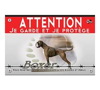 Plaque Attention au Chien Boxer 20x13cm - Panneau Chien en Dibond 2mm | Idéal Portail, Porte, Jardin | Plaque Attention Chien, Panneau Chien Méchant, Pancarte Chien Garde