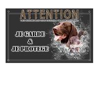 Plaque attention au chien braque allemand - pré percée et vis comprises. De 30 cm à 15 cm…