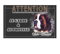 Plaque Attention au Chien Chien Saint Bernard - pré perforée et vis données. De 30 cm à 15 cm…