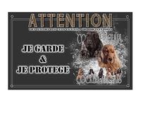 Plaque attention au chien cocker anglais - pré perforée et vis proposées. De 30 cm à 15 cm…