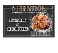 Plaque attention au chien dogue de bordeaux adulte - pré perforée et vis données. De 30 cm à 15 cm…