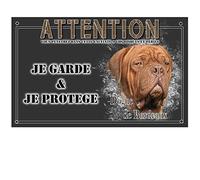 Plaque attention au chien dogue de bordeaux - pré perforée et vis comprises. De 30 cm à 15 cm…