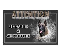 Plaque attention au chien malinois avec je monte la garde De 30 cm à 15 cm…