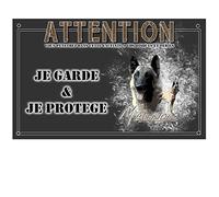 Plaque attention au chien malinois noir - pré perforée et vis livrées. De 30 cm à 15 cm…