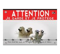 Plaque Attention au Chien Montagne des Pyrénées 20x13cm - Panneau Chien en Dibond 2mm | Idéal Portail, Porte, Jardin | Plaque Attention Chien, Panneau Chien Méchant, Pancarte Chien Garde