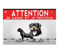Plaque Attention au Chien Rottweiler 20x13cm - Panneau Chien en Dibond 2mm | Idéal Portail, Porte, Jardin | Plaque Attention Chien, Panneau Chien Méchant, Pancarte Chien Garde