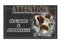 Plaque attention au chien saint bernard poil court - pré perforée et vis fournies. De 30 cm à 15 cm…
