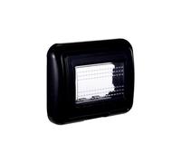 Plaque avec couvercle, support Stango Idrobox IP55, compatible avec Bticino Living Light, couvercle module cassette (3 places/modules, noir)
