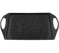 - Plaque Bbq 28 X 36 Cm, Poêle Grill, Plaque À Barbecue Effet Pierre, Double Prise, Aluminium Moulé Sous Pression, Convient À Induction