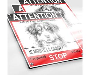 Plaque Berger Australien 90x90mm Dibond 2mm + Autocollant Vidéo Surveillance - Panneau Propriété Privée Alarme