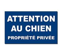 Plaque Bleu Attention au Chien et propriété privée en métal