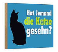 Plaque bleue avec silhouette de chat | « Quelqu'un a-t-il vu le chat ? » | Décoration pour les amoureux des chats | 18 cm x 12 cm
