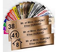 Plaque Boîte aux Lettres Avec Numéro Personnalisable De 1 À 3 Lignes - Numéro Avec Nom Gravé - Adhésive PVC - 10 x 2,5 cm (Or Antique Métallisé)