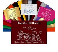Plaque Boîte aux Lettres Family Personnalisable - Adhésive PVC - Motif Déco de Famille au Choix - 12 x 8 cm (Bordeaux)