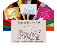 Plaque Boîte aux Lettres Family Personnalisable - Adhésive PVC - Motif Déco de Famille au Choix - 12 x 8 cm (Beige)