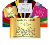 Plaque Boîte aux Lettres Family Personnalisable - Adhésive PVC - Motif Déco de Famille au Choix - 12 x 8 cm (Or Brillant Métallisé)